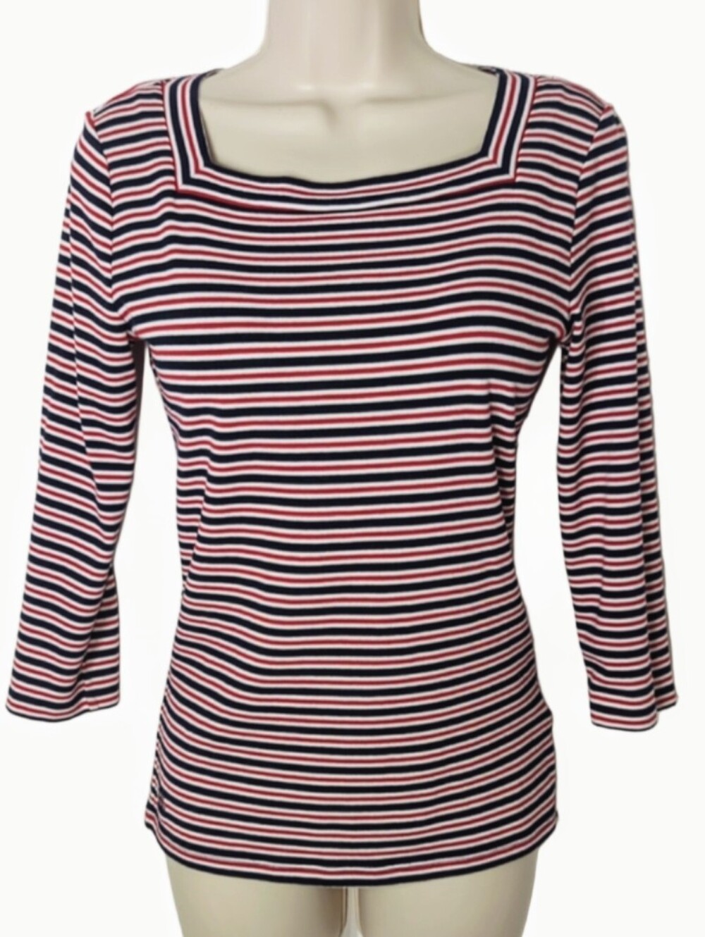 Lauren Ralph Lauren Striped 3/4 Sleeve Top Medium